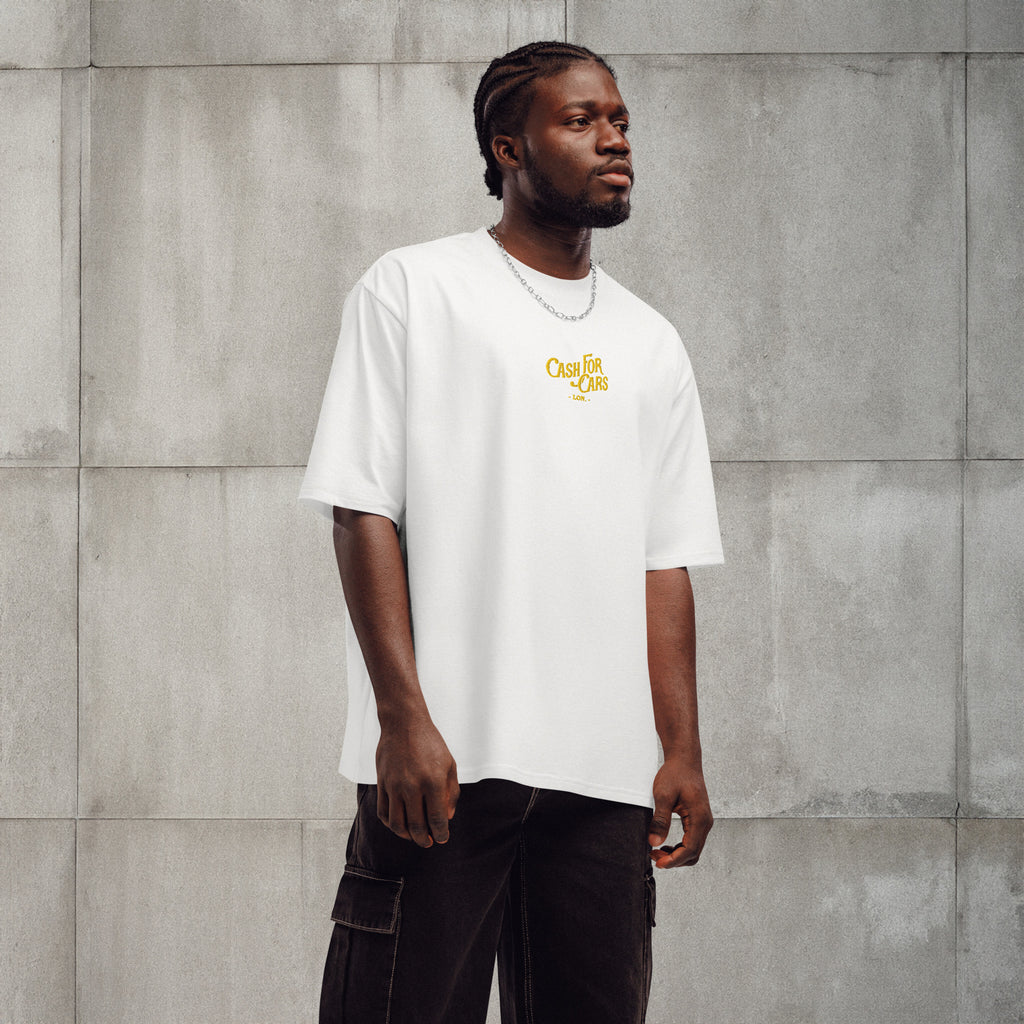 Cash for Cars - Oversized heavyweight t-shirt embroidered - Gold letering