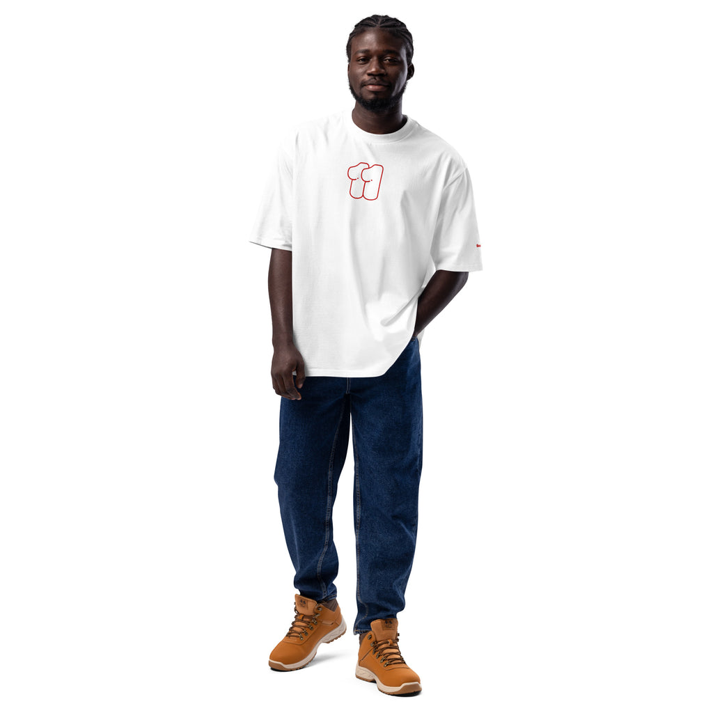 E11even - Oversized heavyweight embroidered t-shirt - red