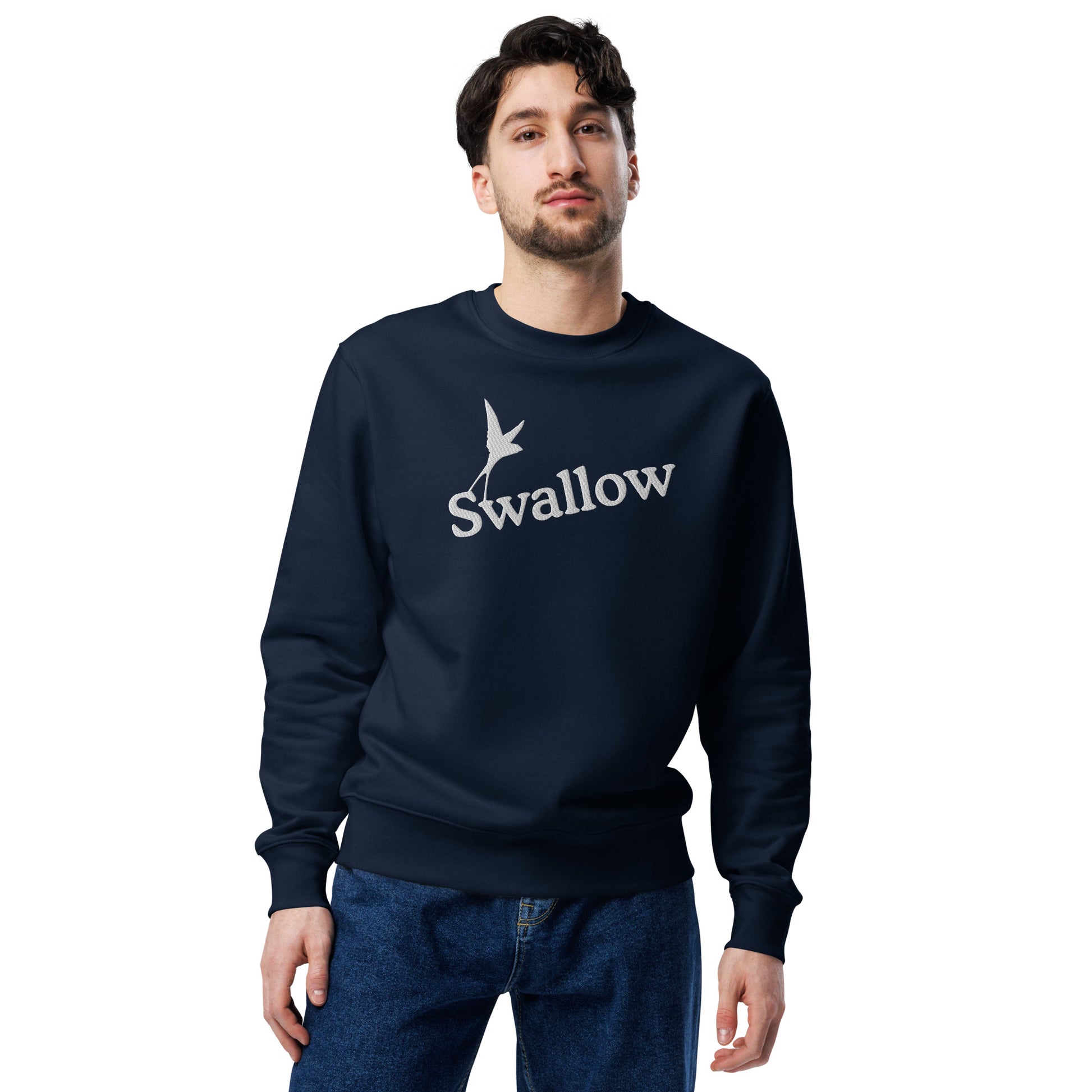Swallow - Embroidered unisex eco sweatshirt - White swallow