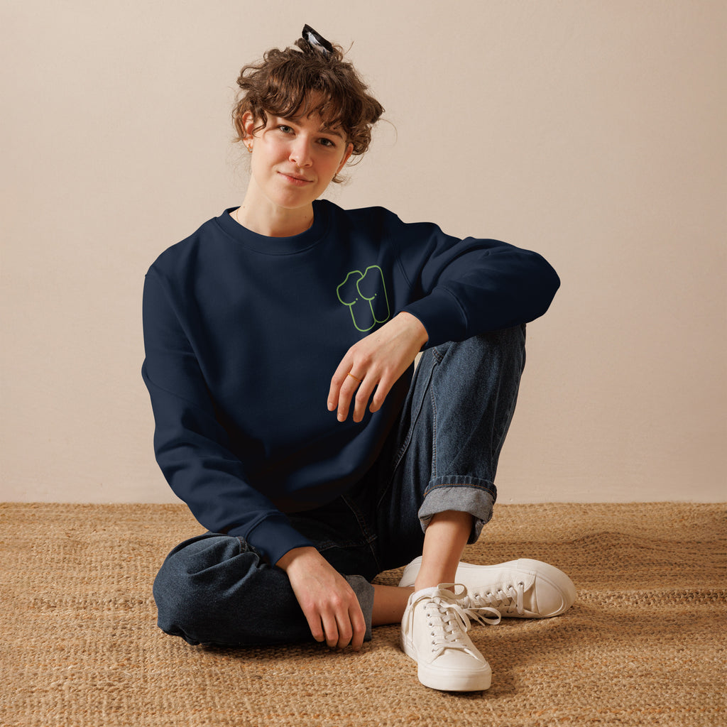 E11even - Unisex embroidered eco sweatshirt - Green on navy