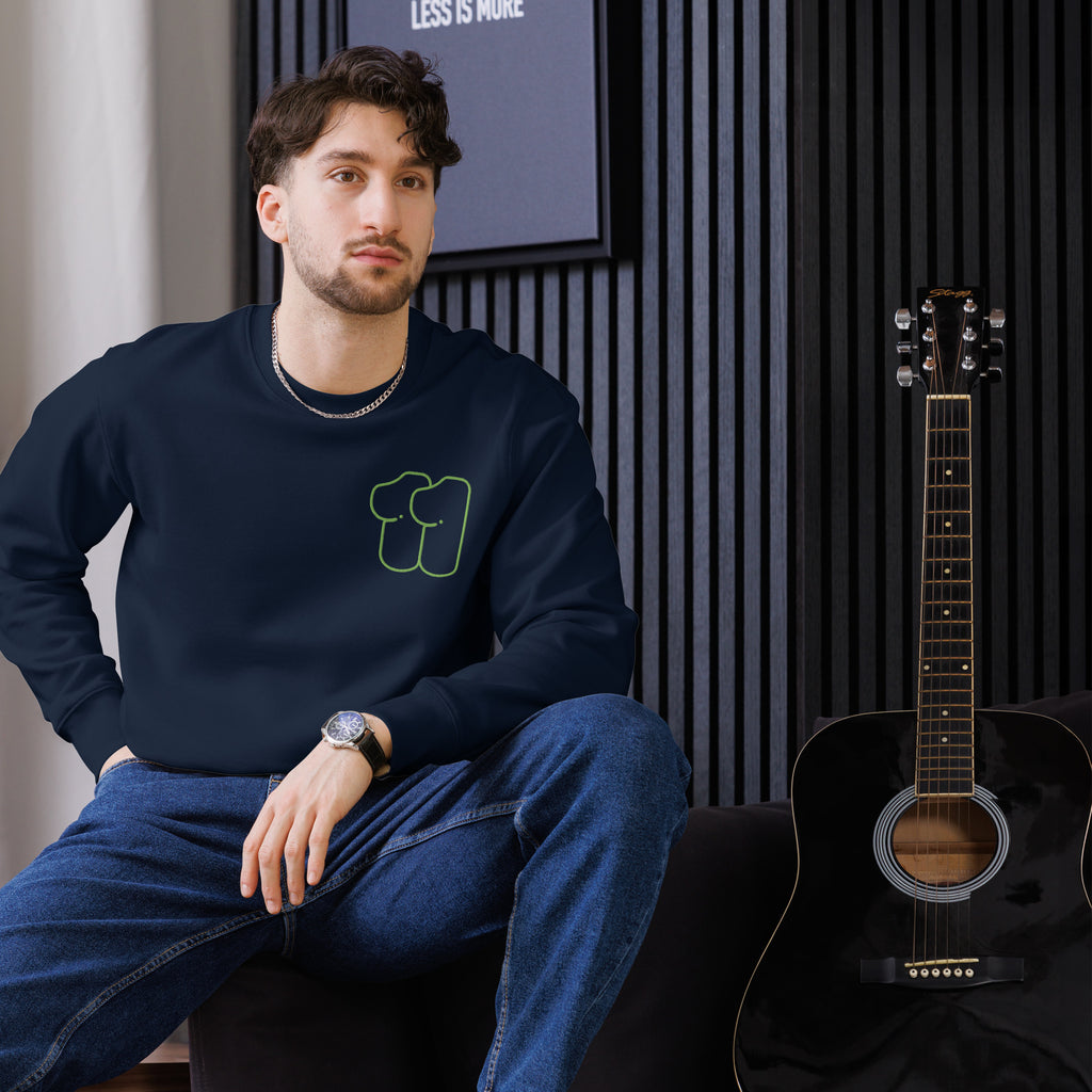 E11even - Unisex embroidered eco sweatshirt - Green on navy
