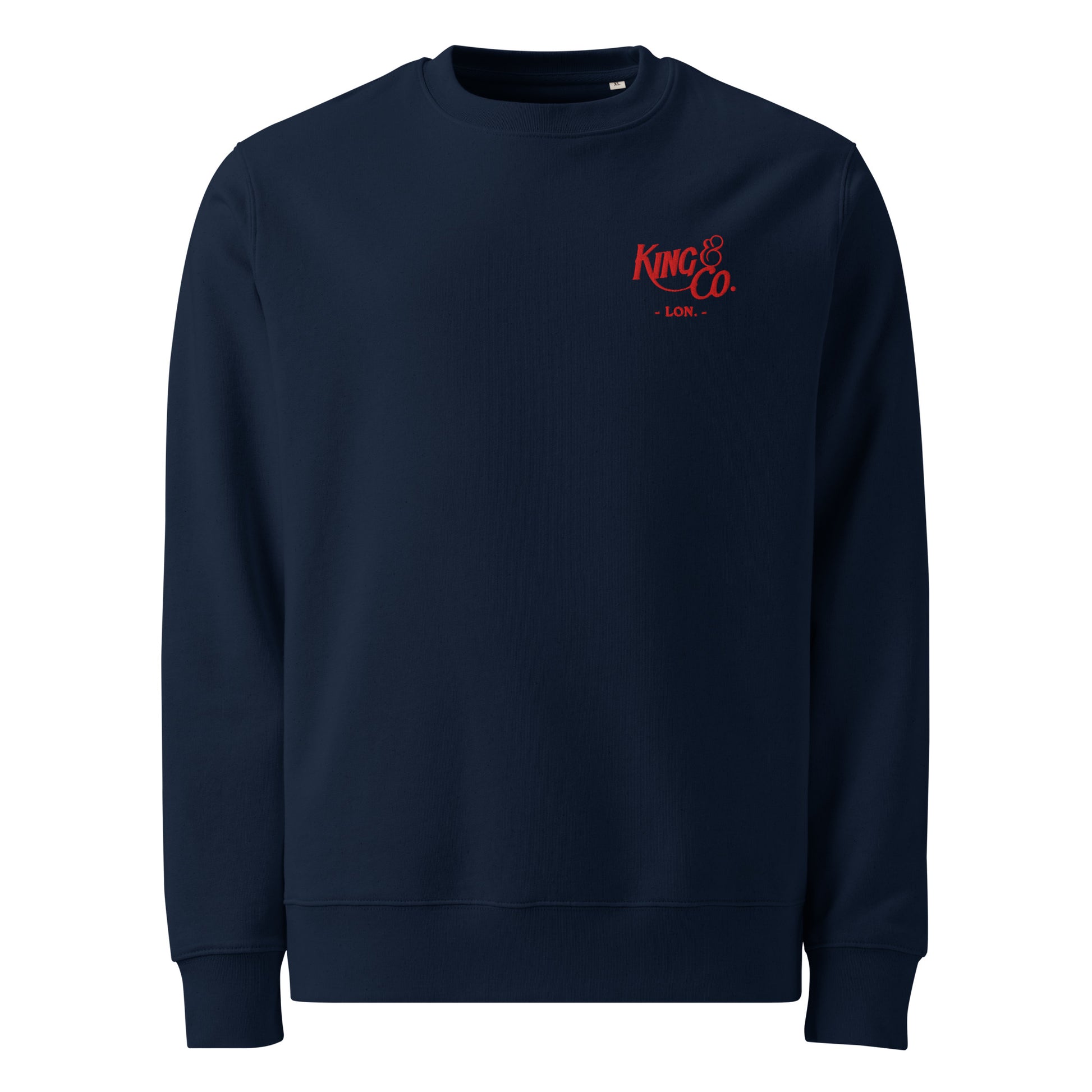 King & Co. - Embroidered unisex eco sweatshirt - Red lettering