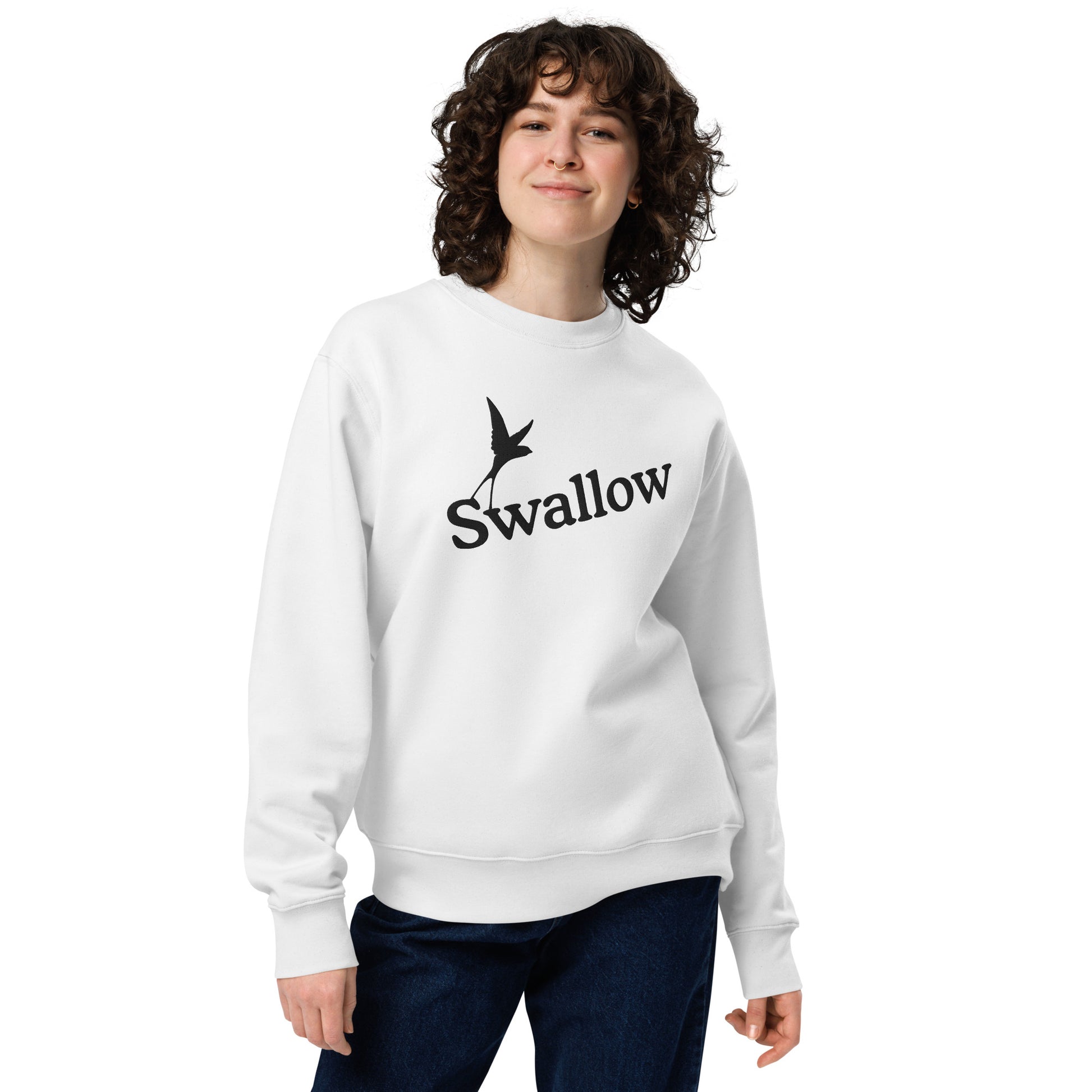 Swallow - Embroidered unisex eco sweatshirt - Black swallow
