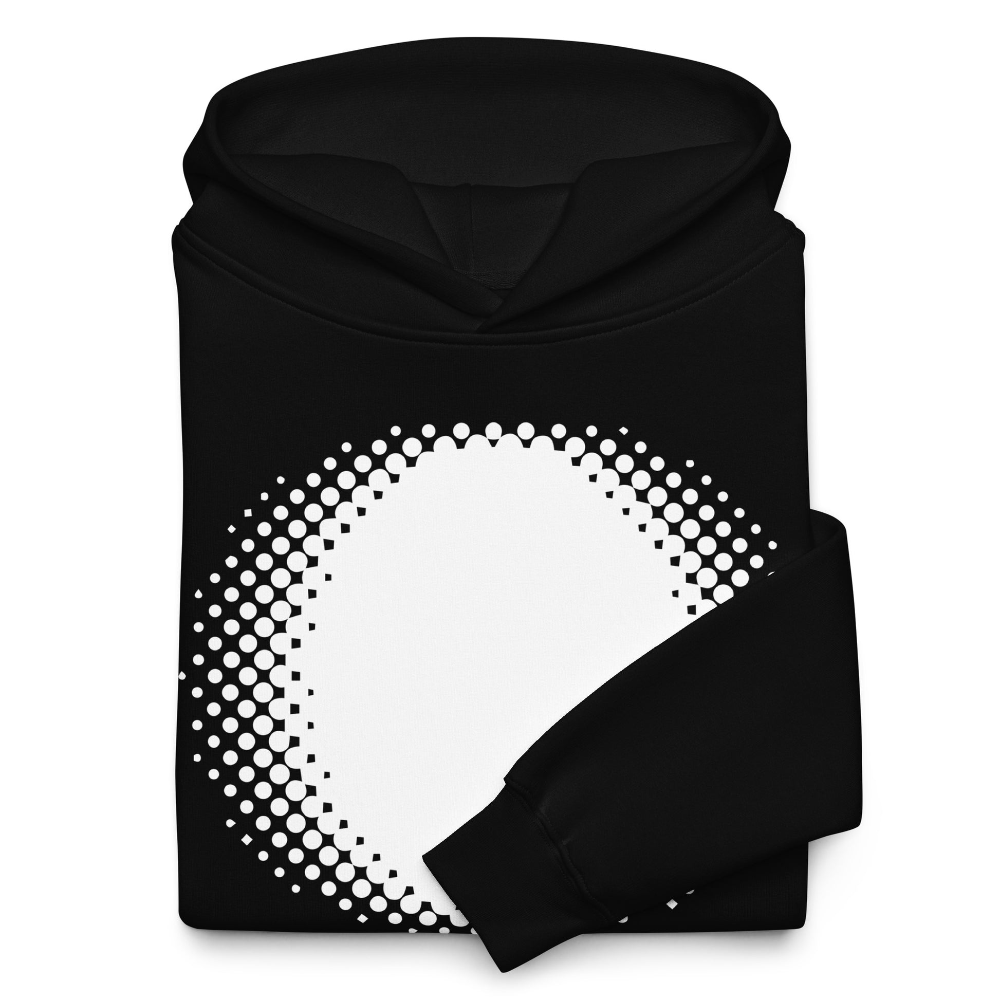 Halftone - Unisex oversized printed hoodie - White on black