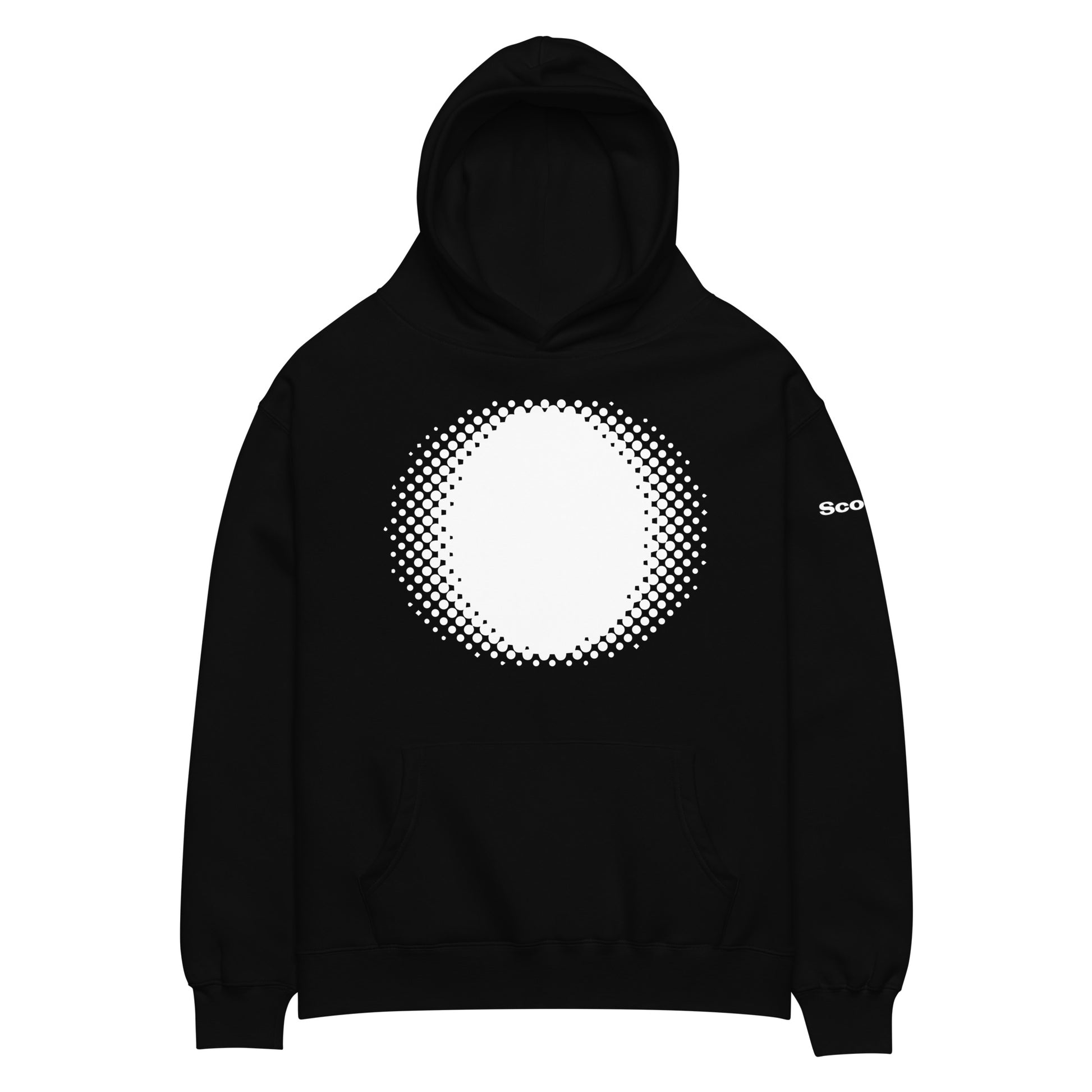 Halftone - Unisex oversized printed hoodie - White on black