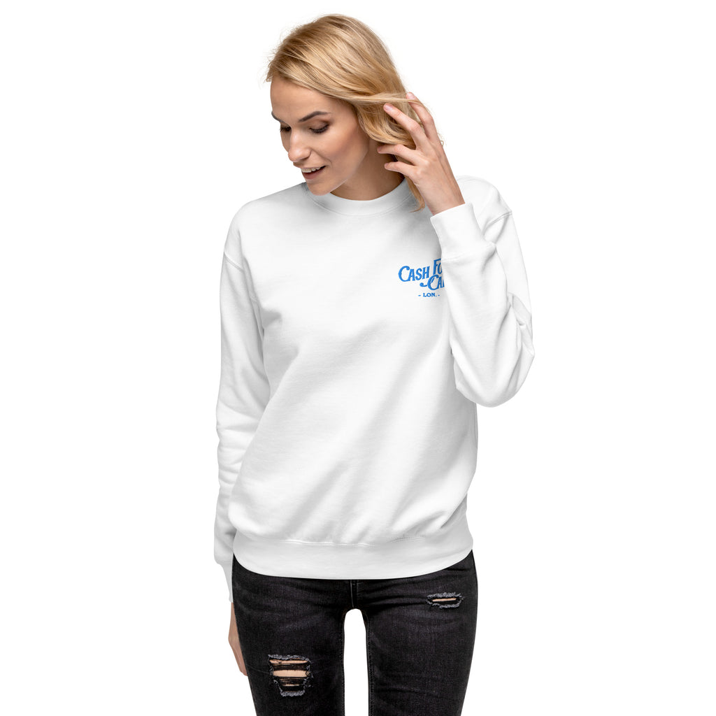 Cash for Cars - Embroidered unisex eco sweatshirt - Blue lettering